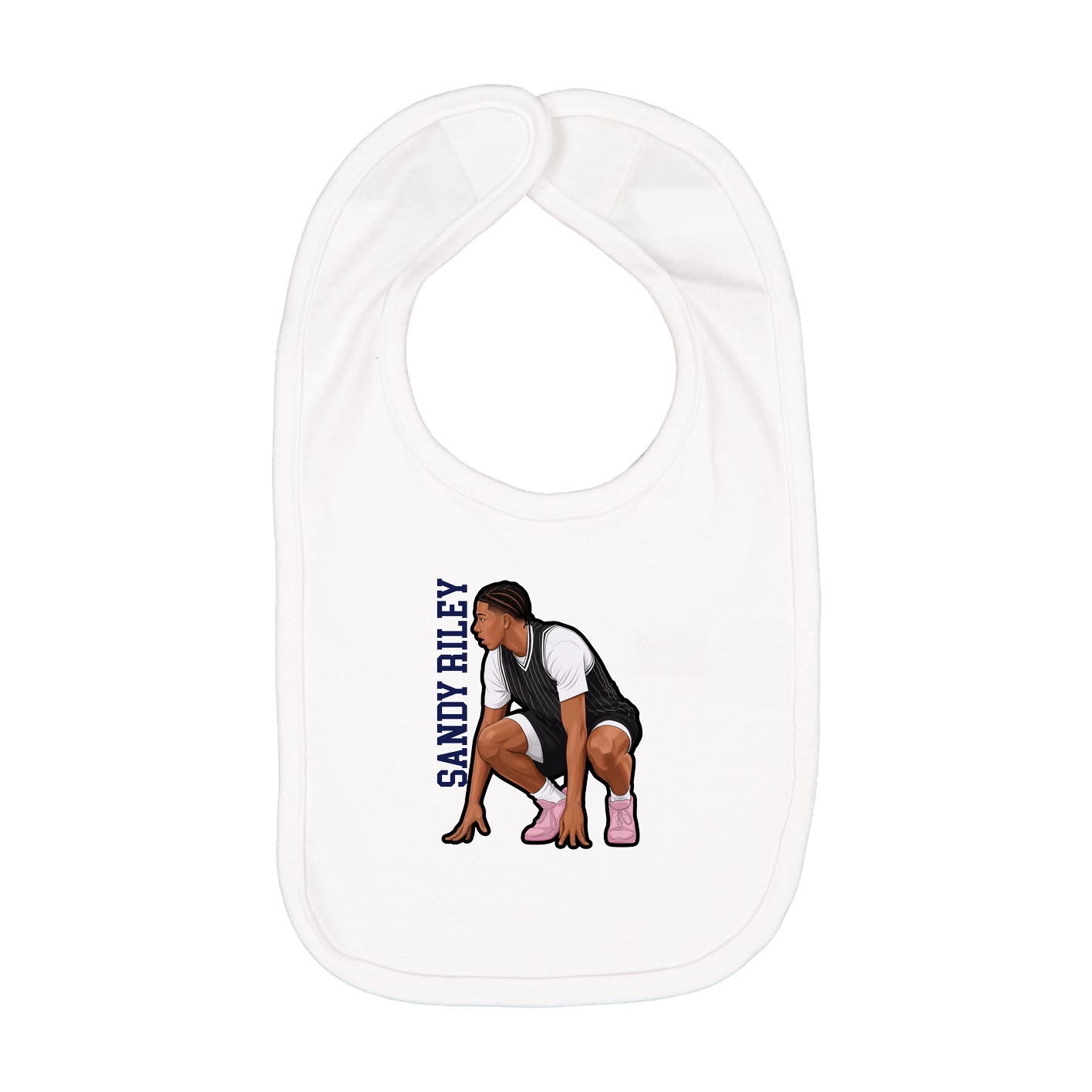 Infant Bib — Name Vertical in White