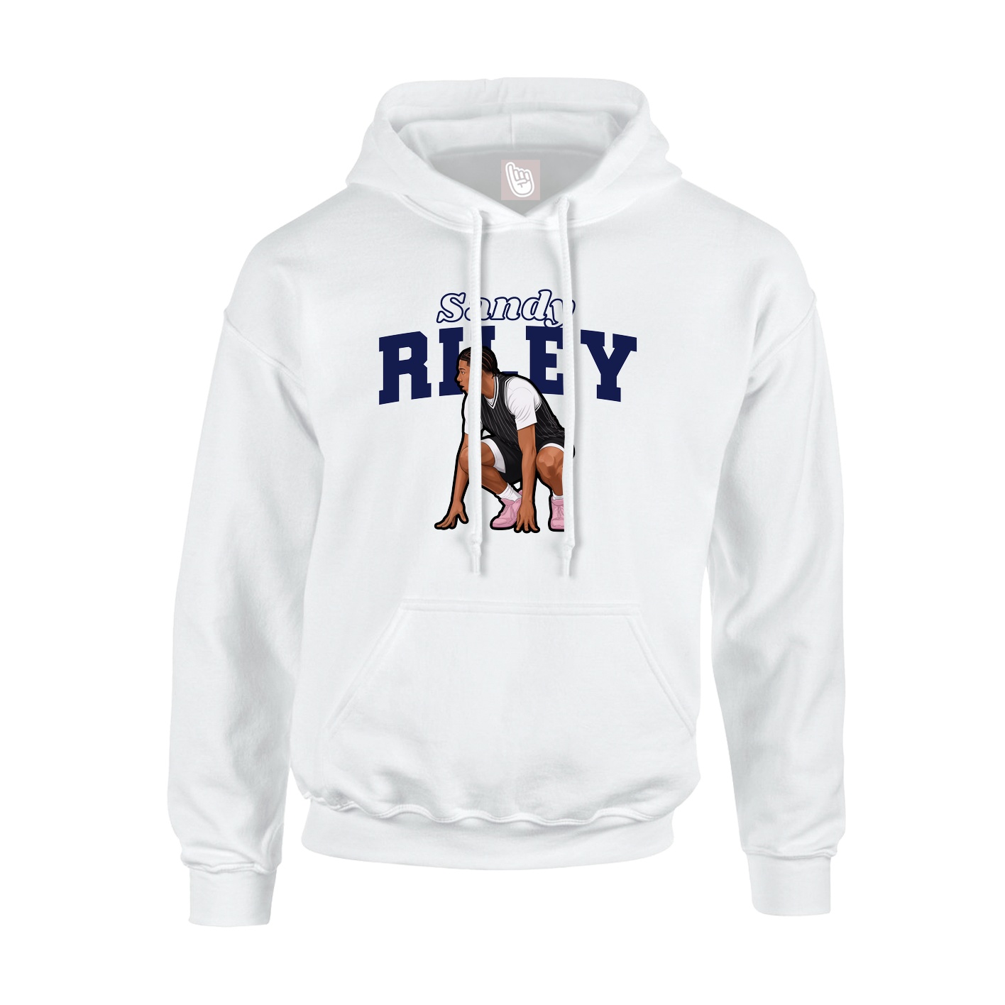 Youth Hoodie — Name Arch in White