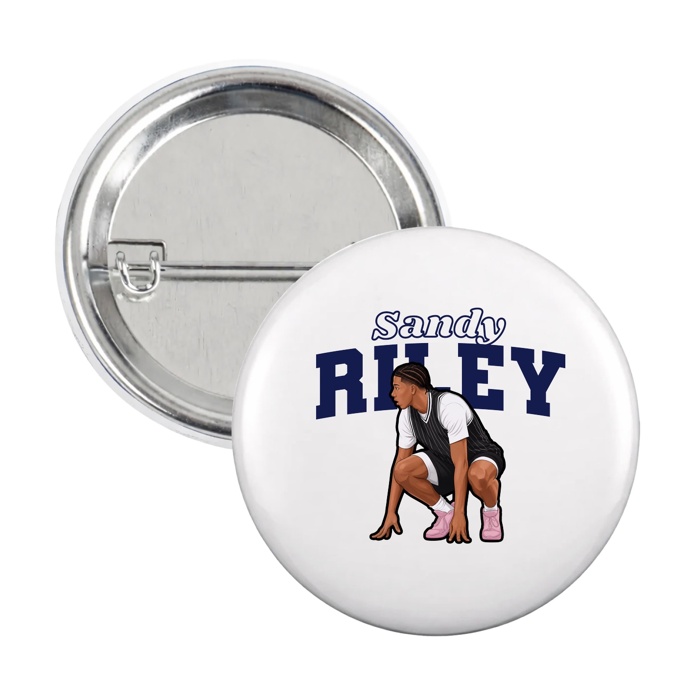 Game Day Button — Name Arch in White