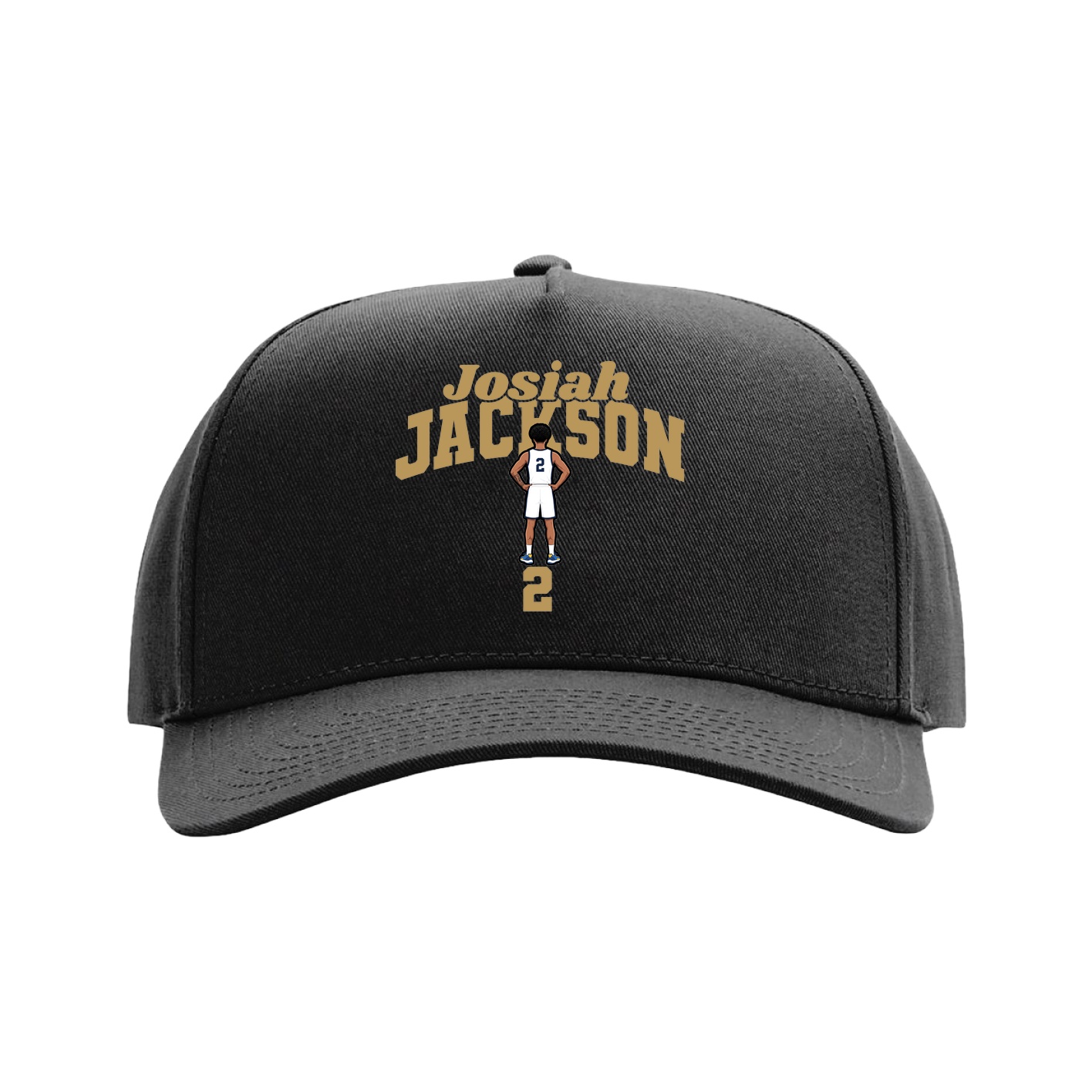 Full Fabric Five-Panel Champ Cap — Signature Arch in Black