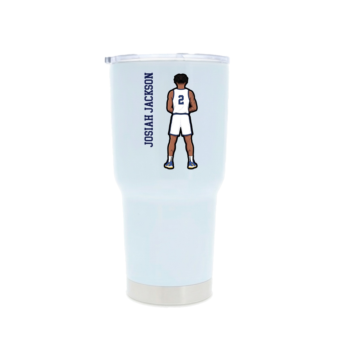 30oz Stainless Steel Tumbler — Name Vertical in White