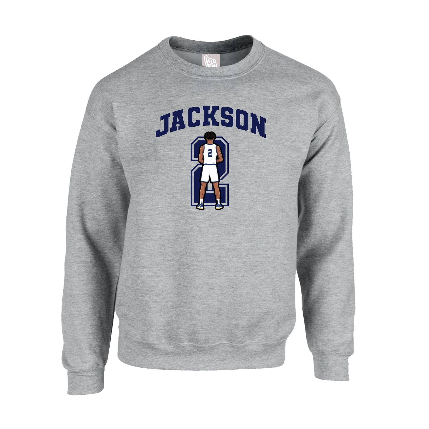 Fleece Crew — Number in Grey