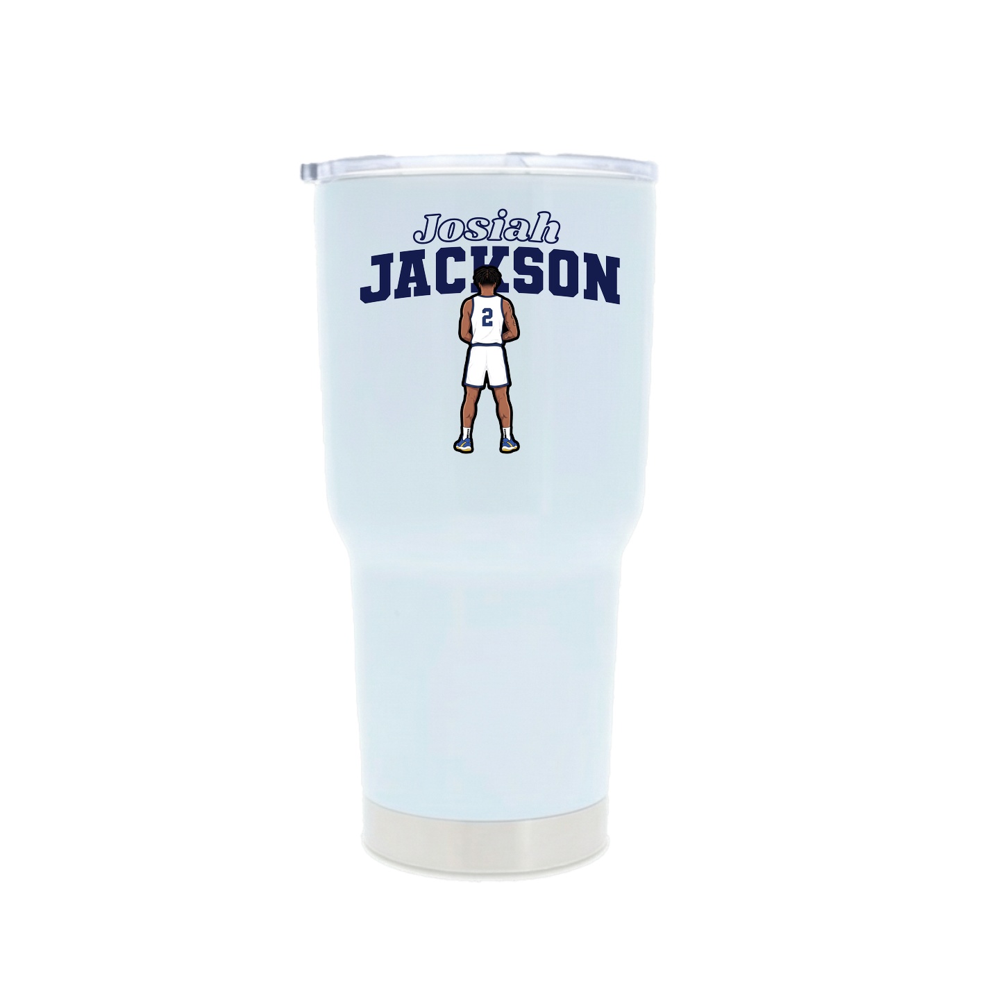 30oz Stainless Steel Tumbler — Name Arch in White