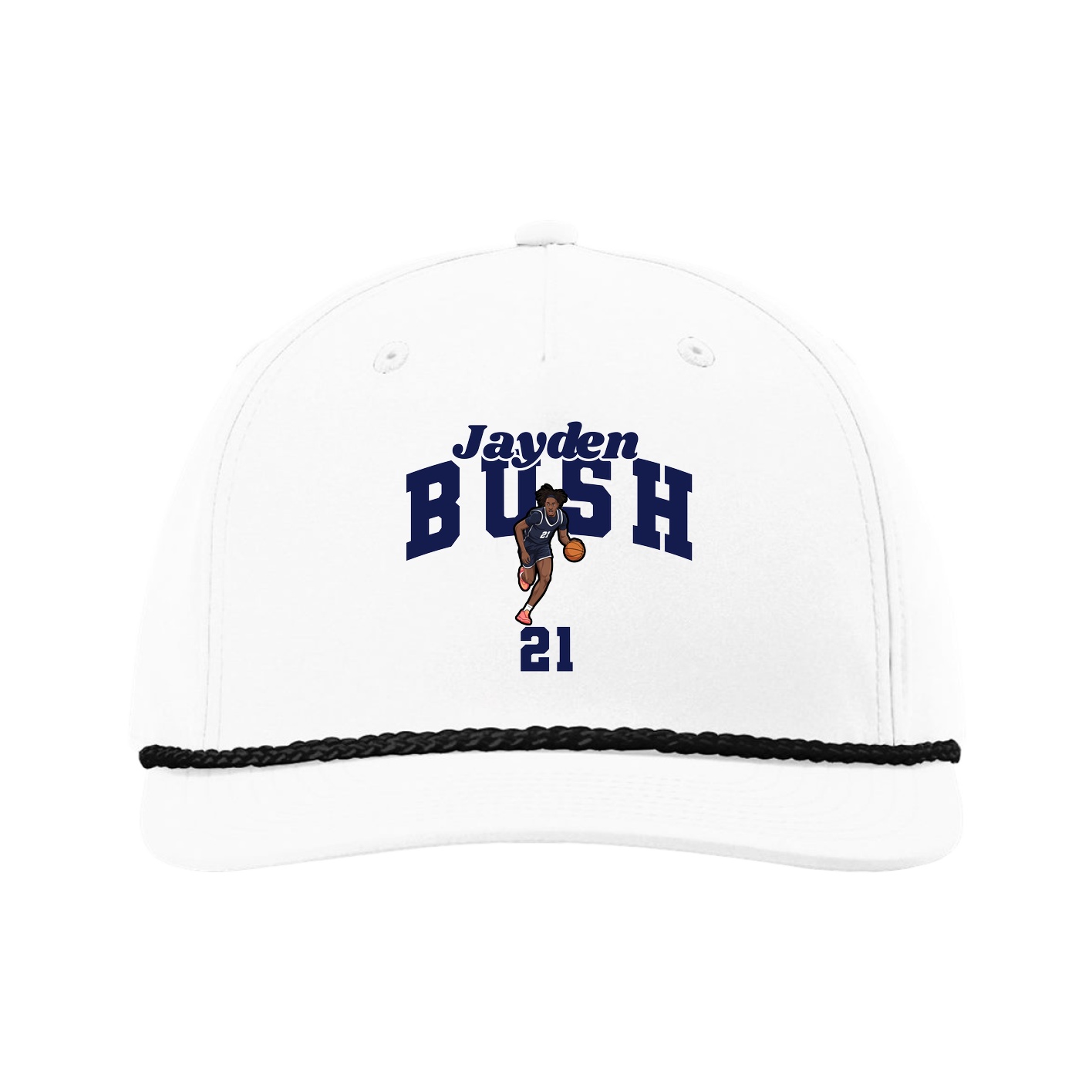 Five-Panel Classic Rope Cap — Signature Arch in White