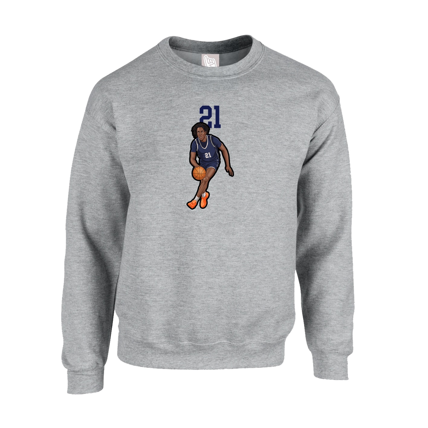 Fleece Crew — Number Top in Grey