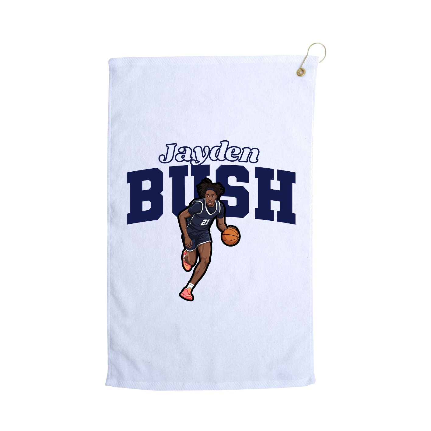 Golf Towel — Name Arch in White