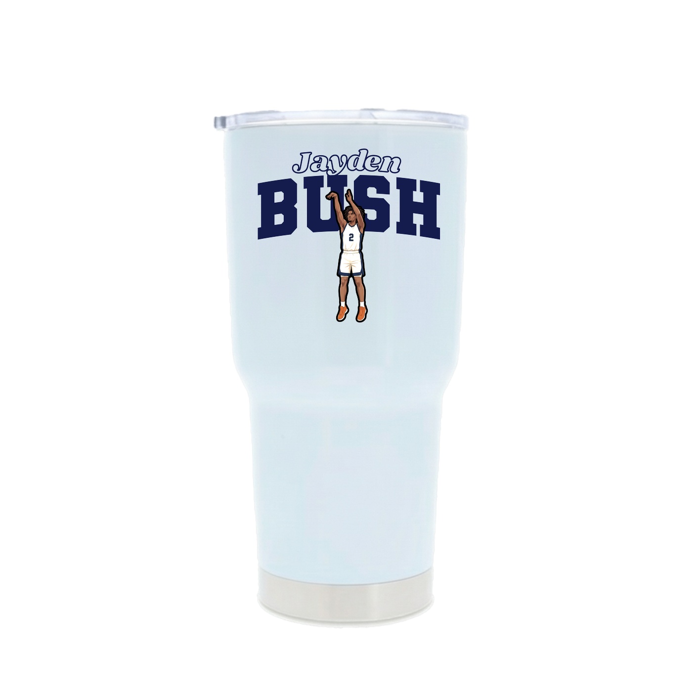 30oz Stainless Steel Tumbler — Name Arch in White