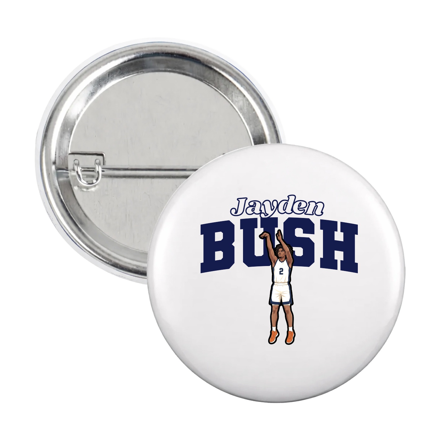 Game Day Button — Name Arch in White