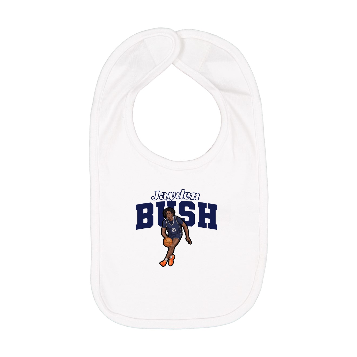 Infant Bib — Name Arch in White