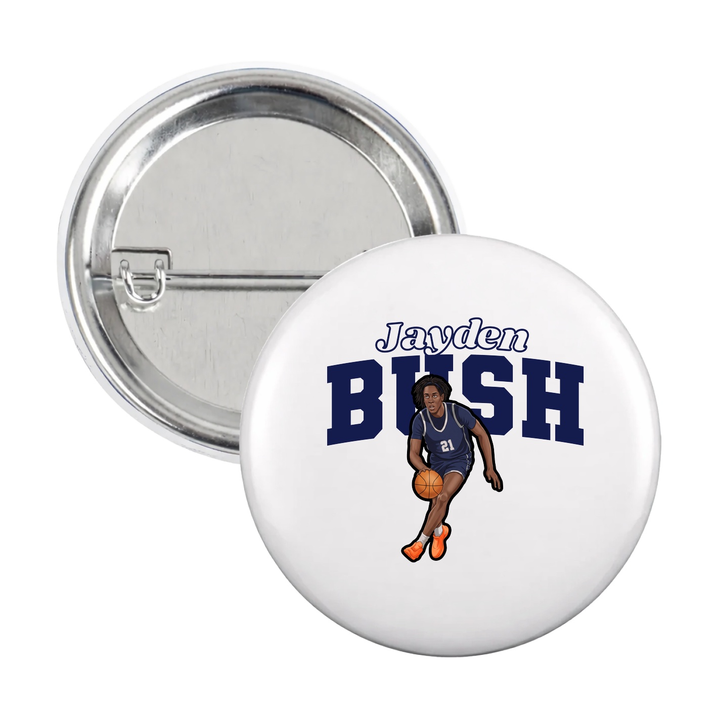 Game Day Button — Name Arch in White