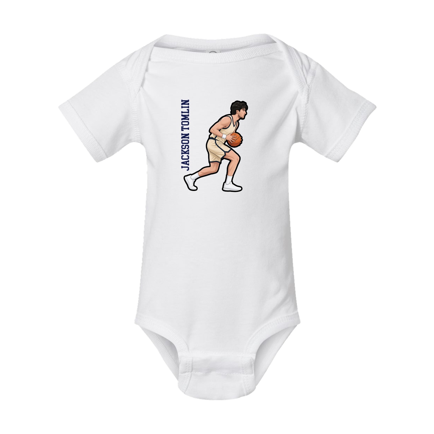 Baby Onesie — Name Vertical in White