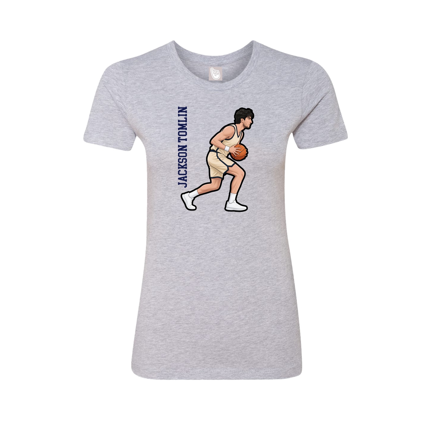 Fitted Women's Tee — Name Vertical in Grey