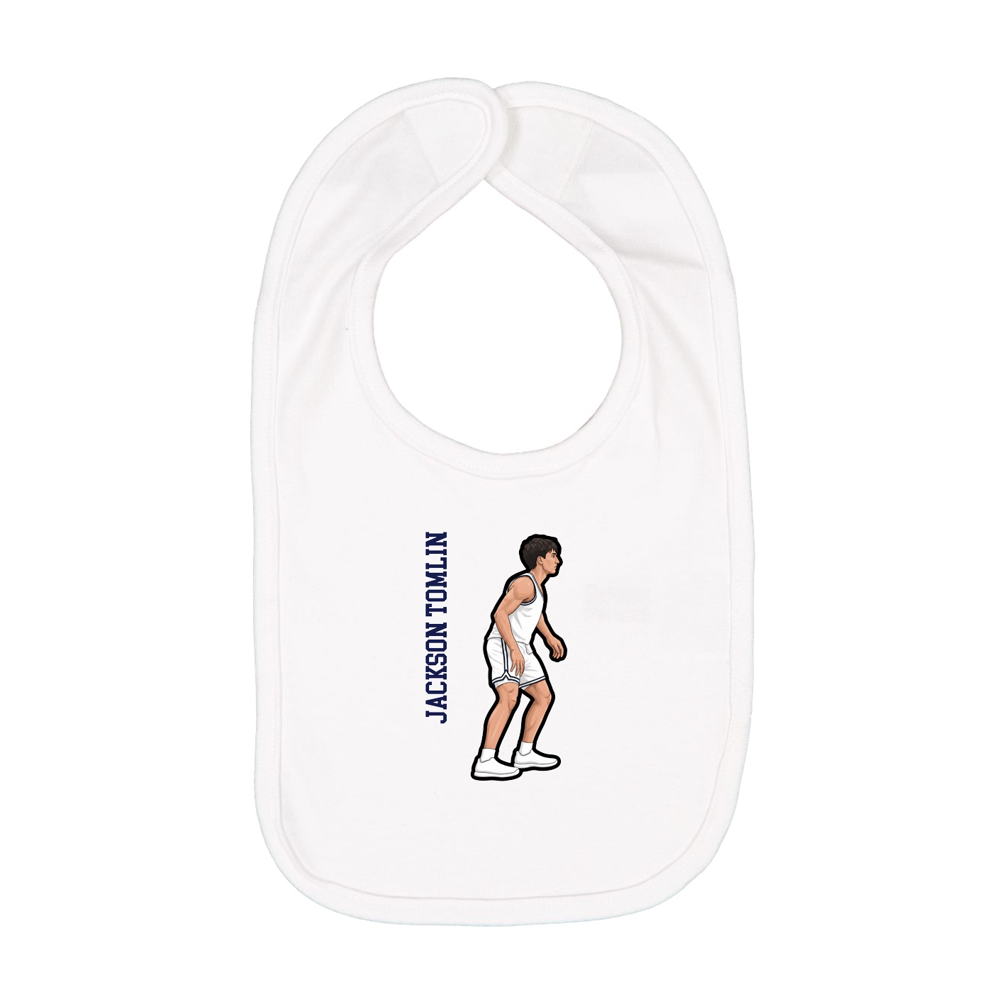 Infant Bib — Name Vertical in White