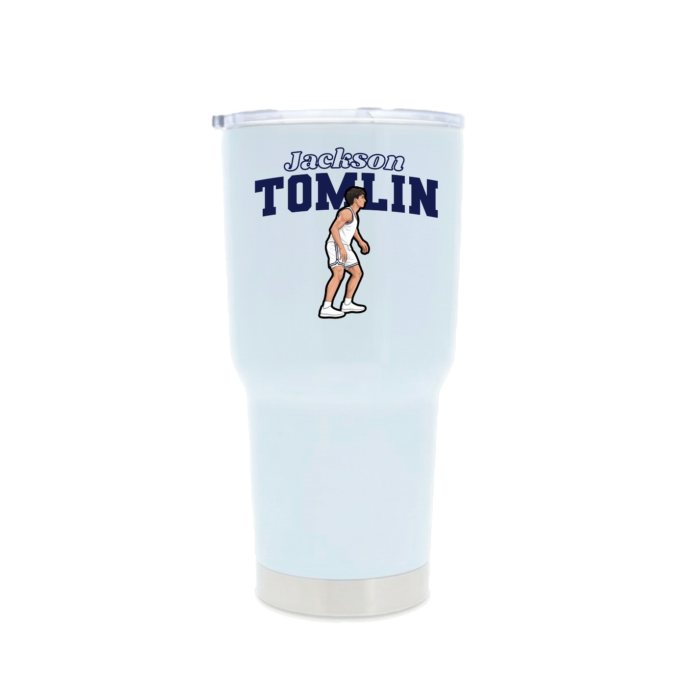 30oz Stainless Steel Tumbler — Name Arch in White