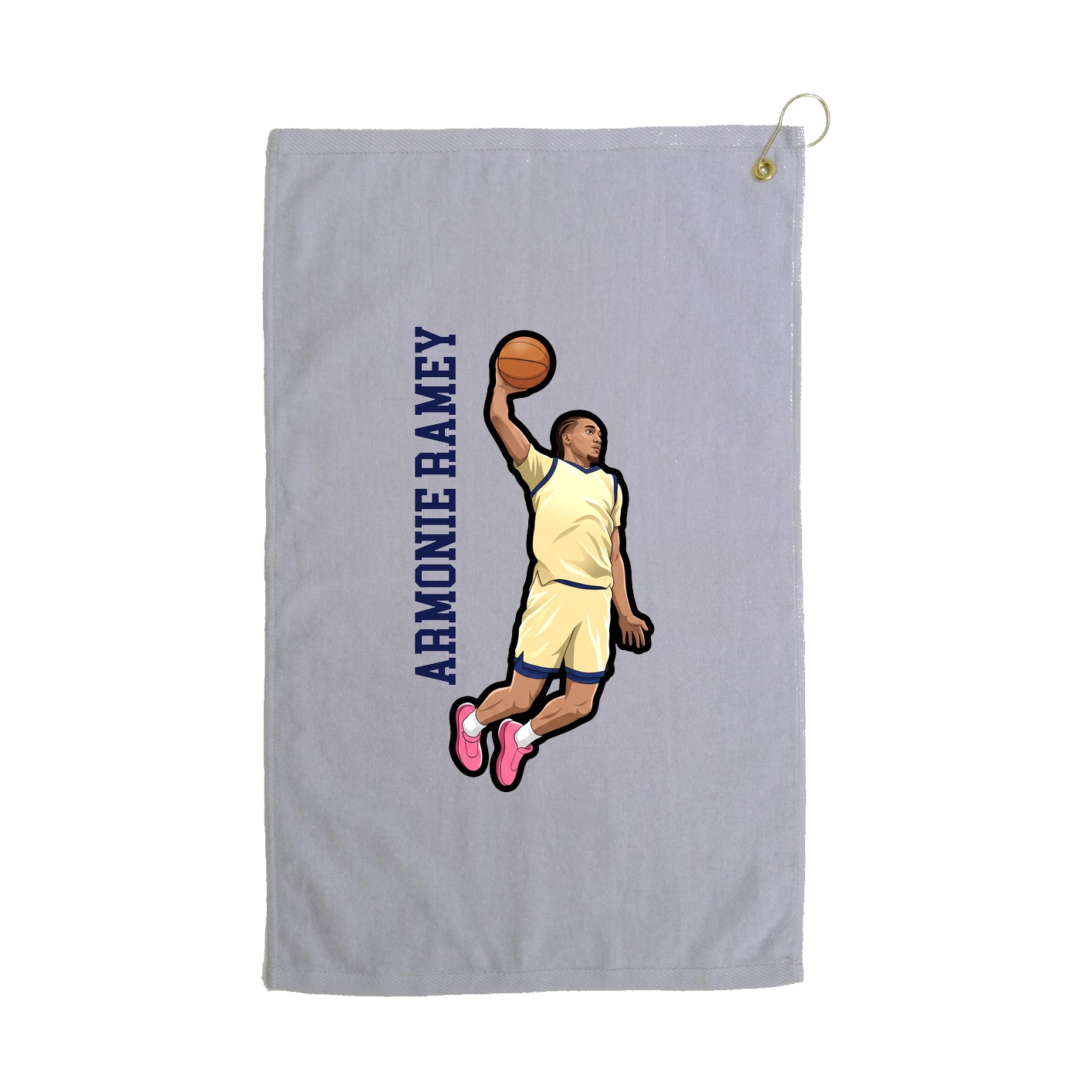 Golf Towel — Name Vertical in Grey