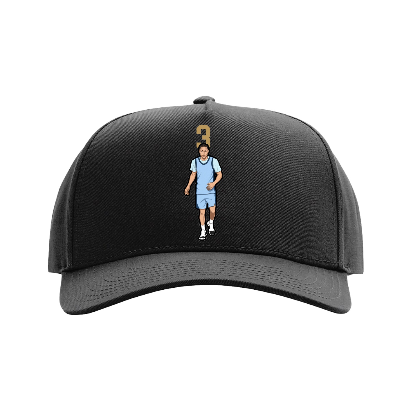 Full Fabric Five-Panel Champ Cap — Number Top in Black
