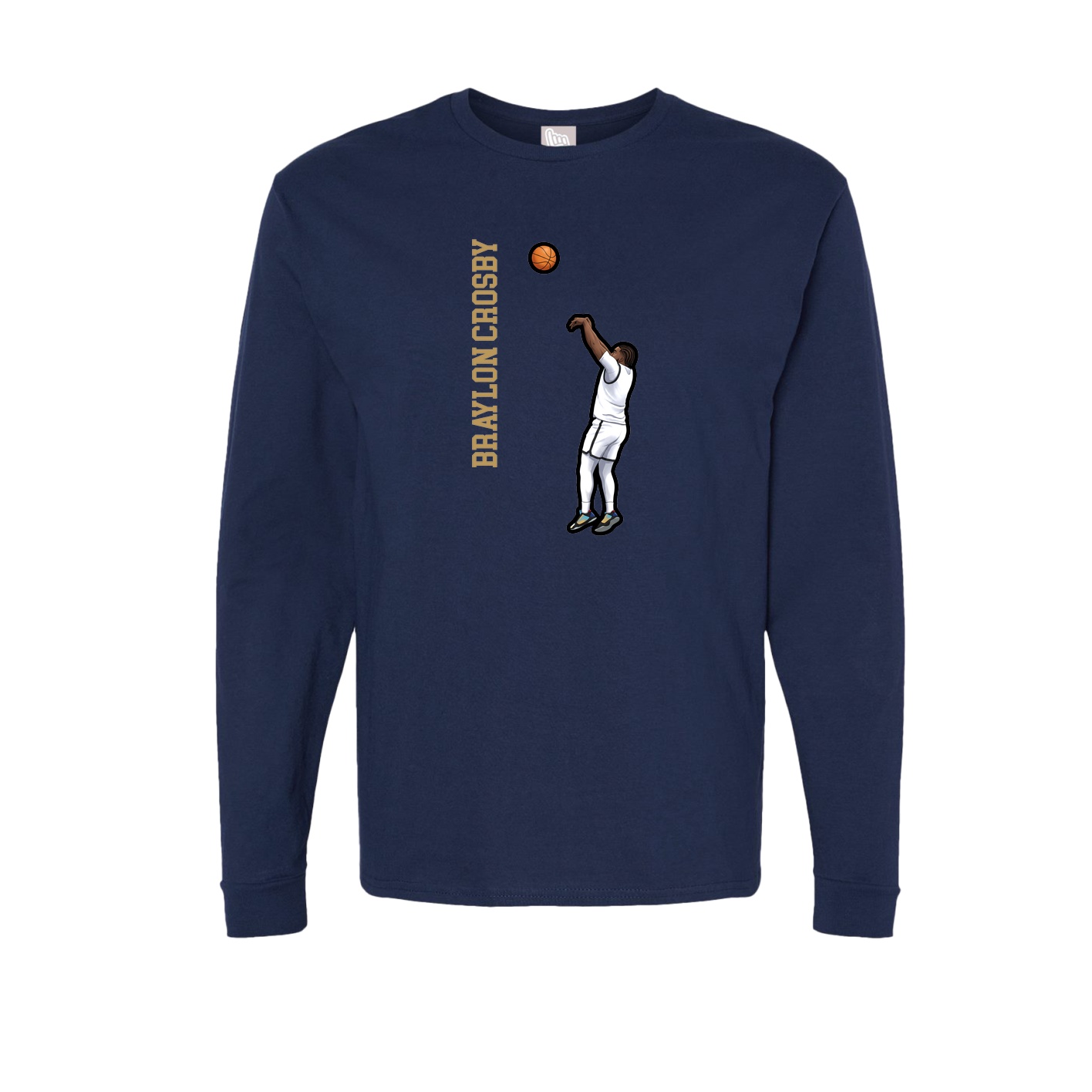 Long Sleeve Tee — Name Vertical in Navy