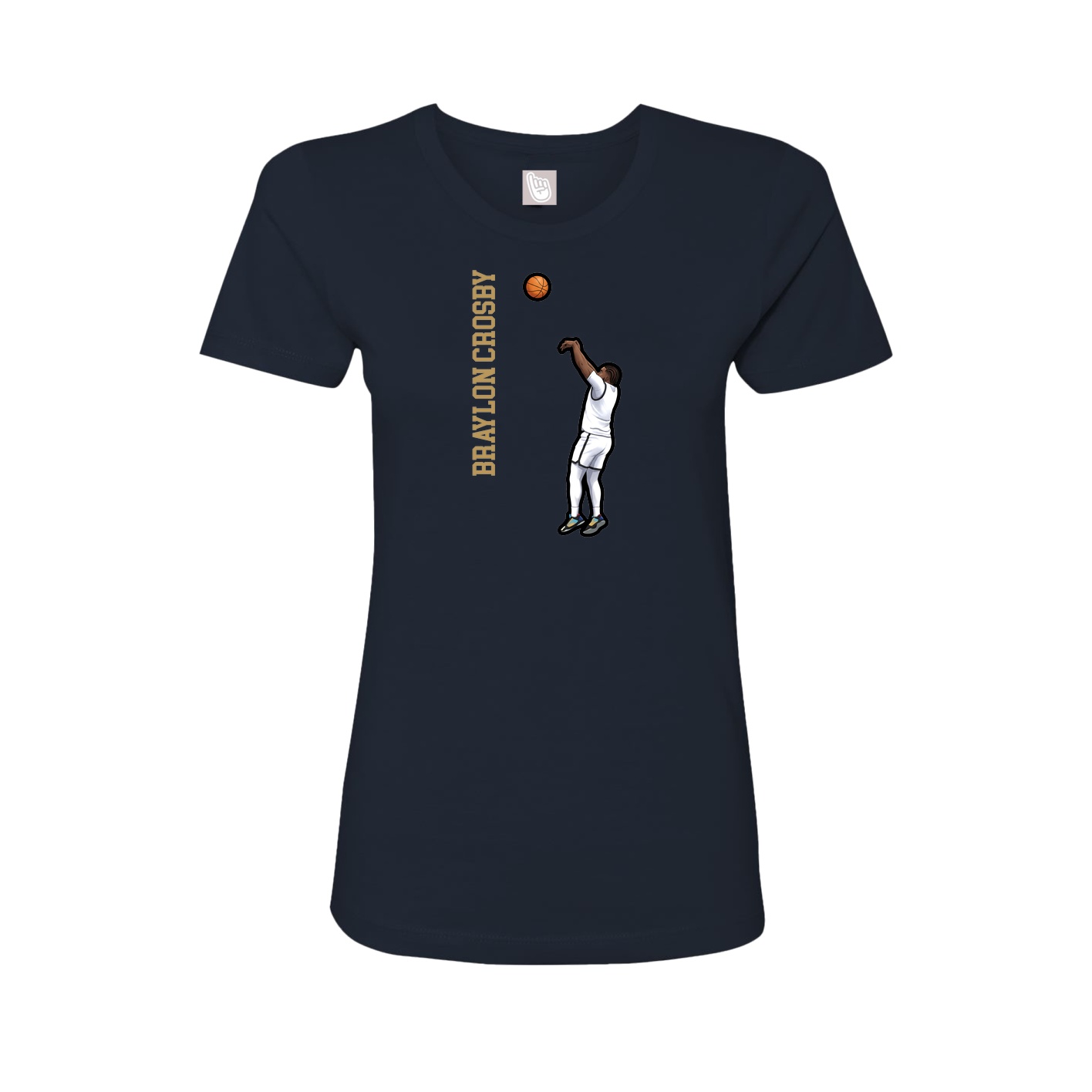 Fitted Women's Tee — Name Vertical in Navy