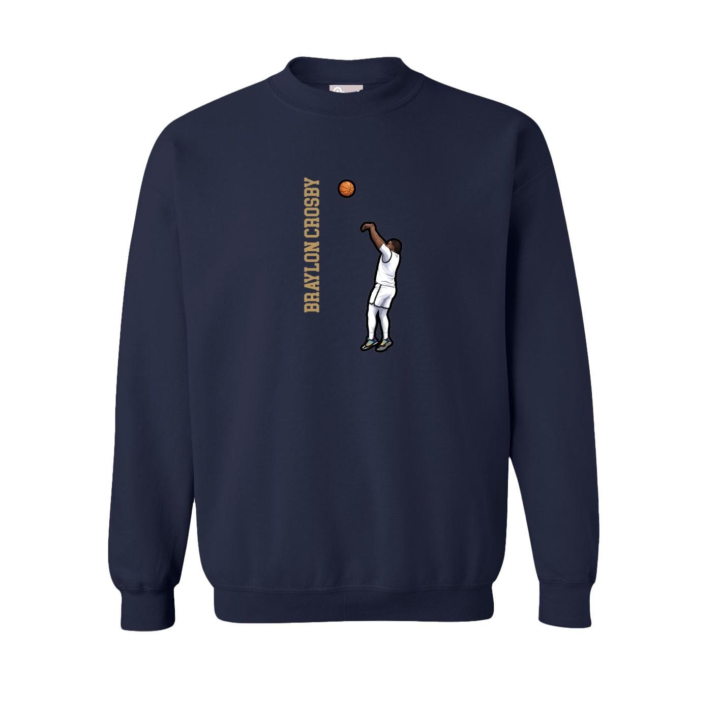 Fleece Crew — Name Vertical in Navy