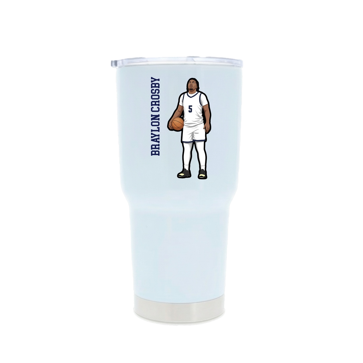 30oz Stainless Steel Tumbler — Name Vertical in White