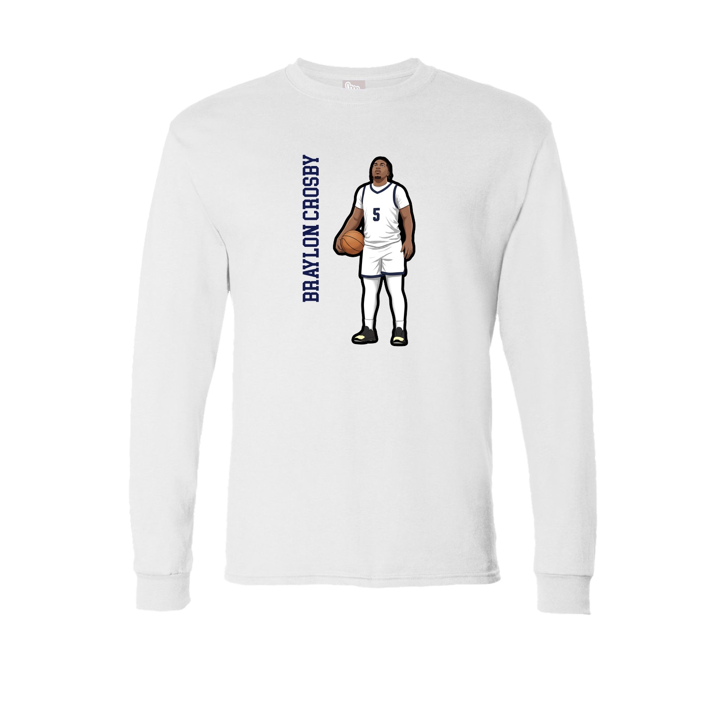 Long Sleeve Tee — Name Vertical in White