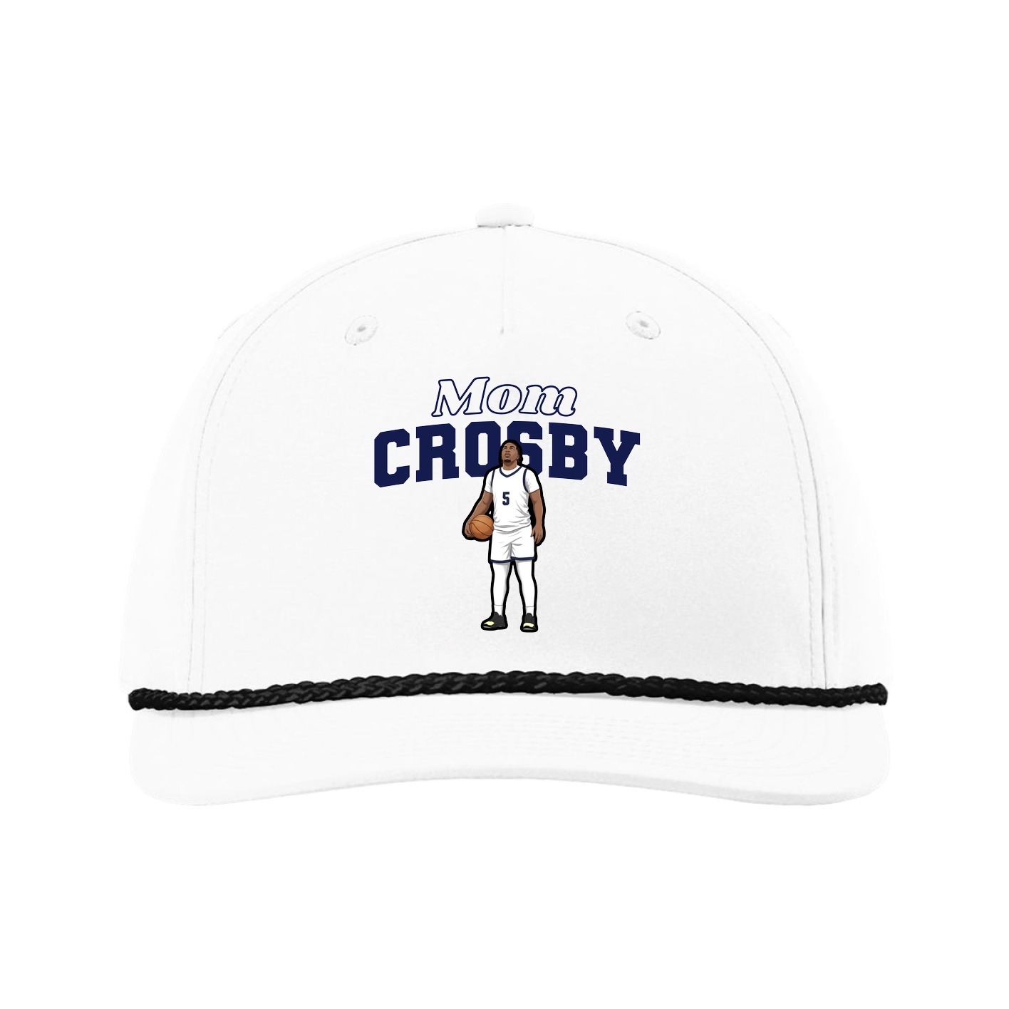 Five-Panel Classic Rope Cap — Mothers Day Block in White
