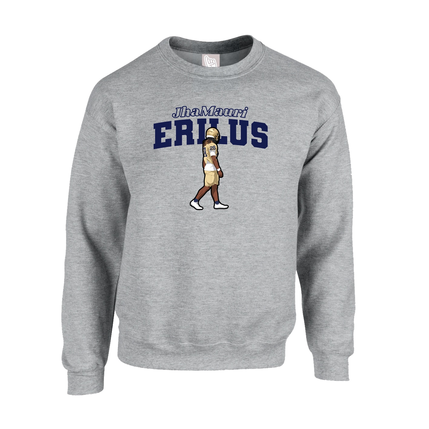 Fleece Crew — Name Arch in Grey
