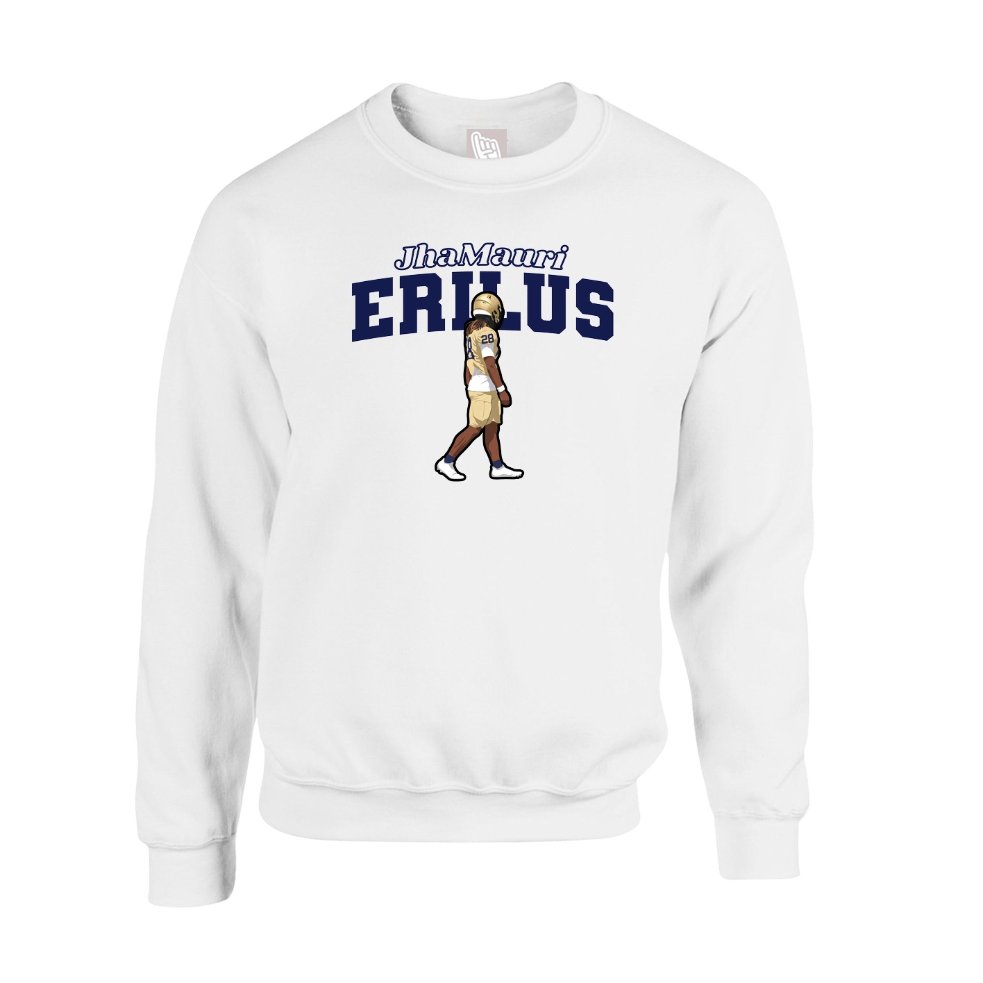 Fleece Crew — Name Arch in White
