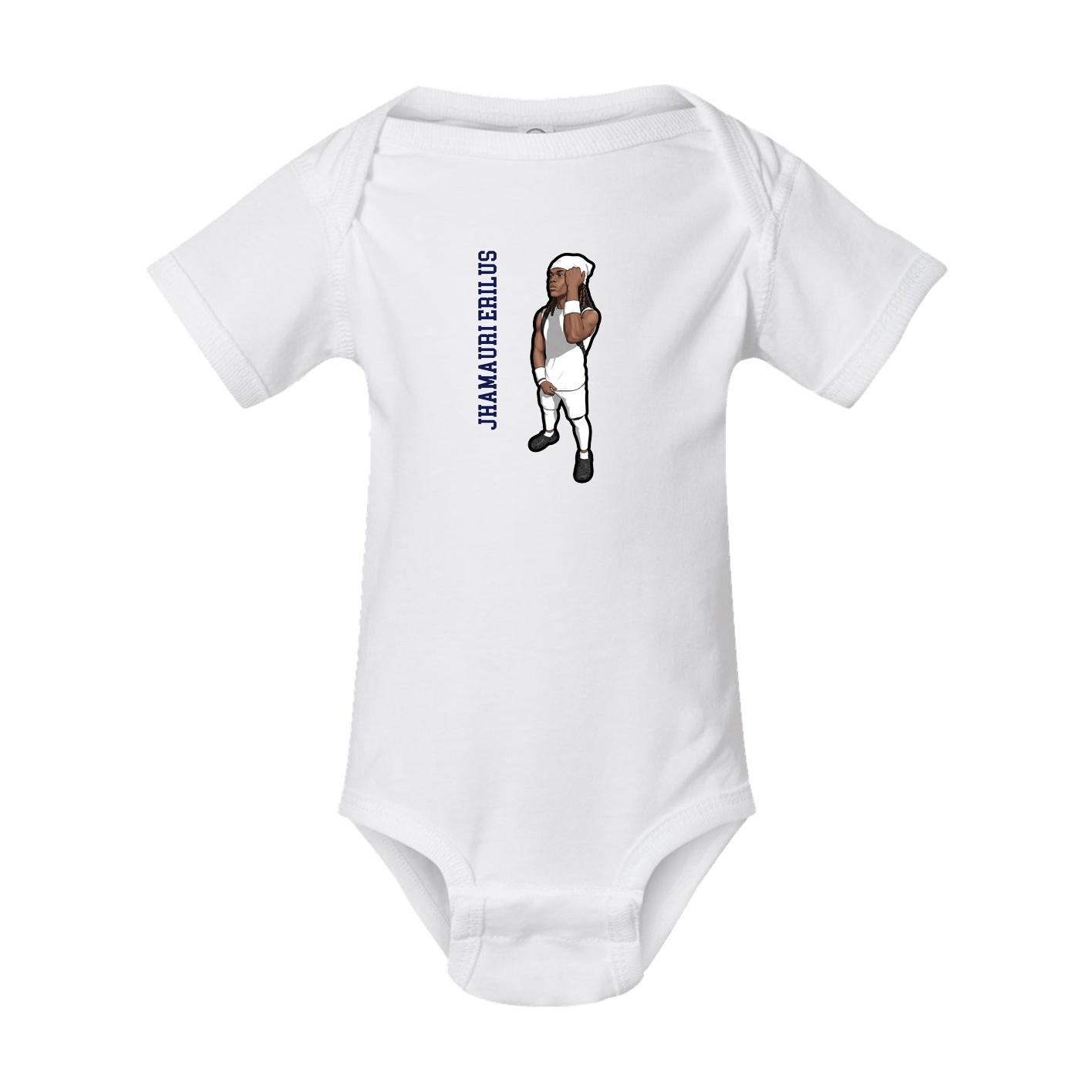 Baby Onesie — Name Vertical in White