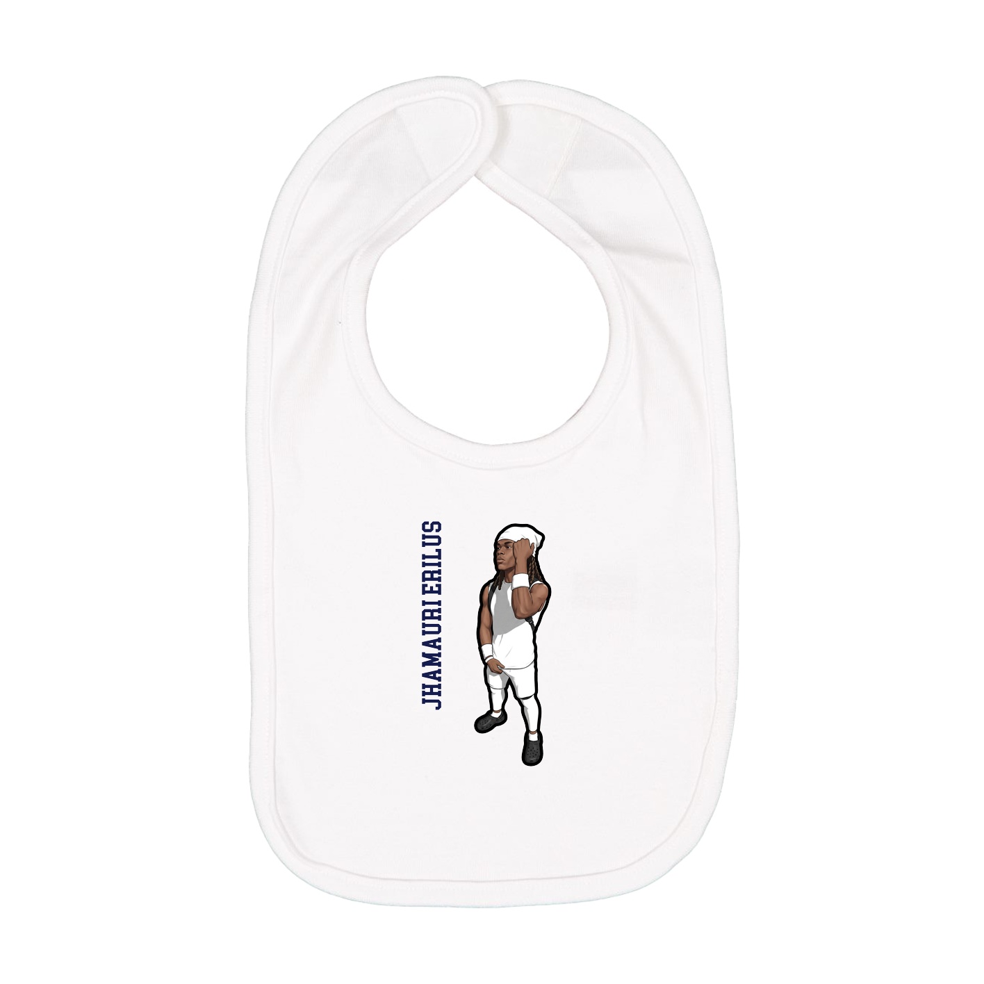 Infant Bib — Name Vertical in White