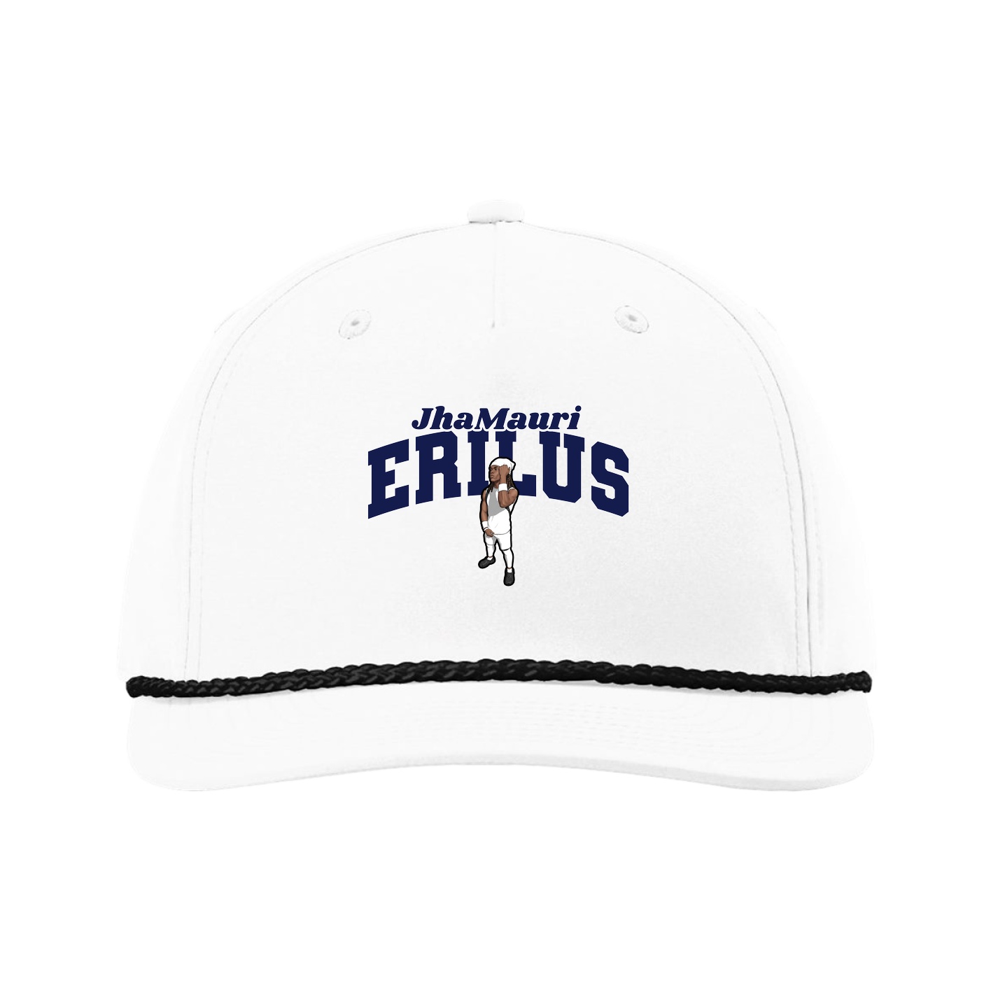 Five-Panel Classic Rope Cap — Signature Arch in White