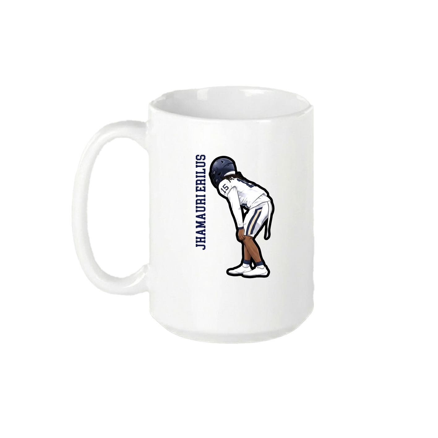 15oz Coffee Mug — Name Vertical in White