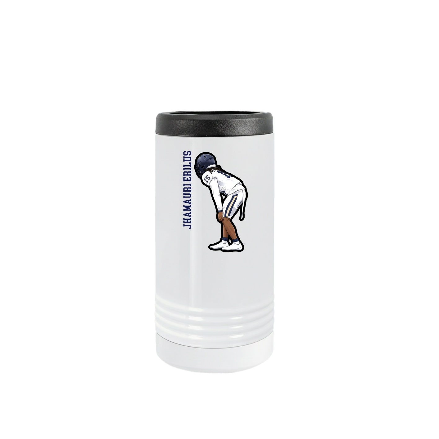 Slim Beverage Holder — Name Vertical in White