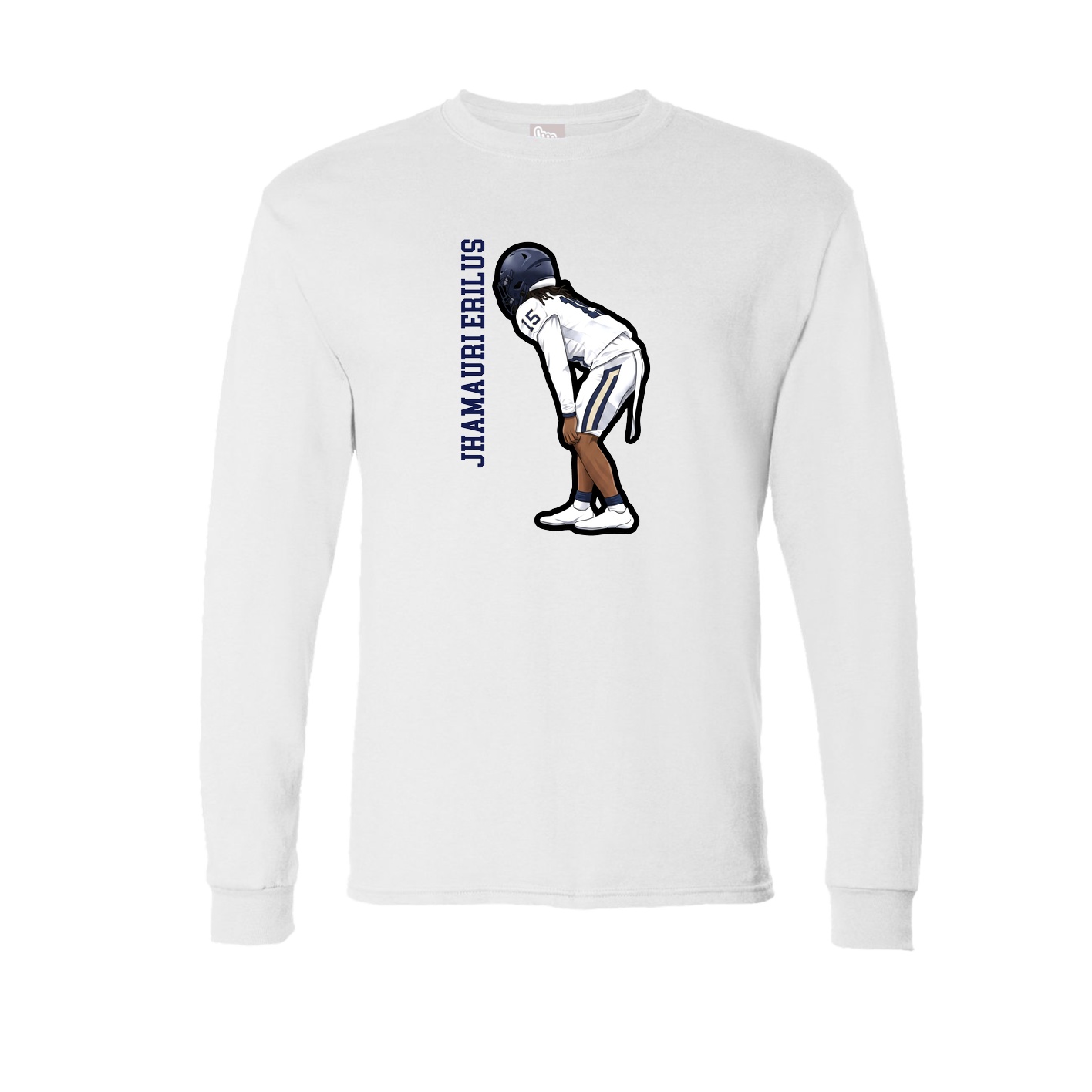 Long Sleeve Tee — Name Vertical in White