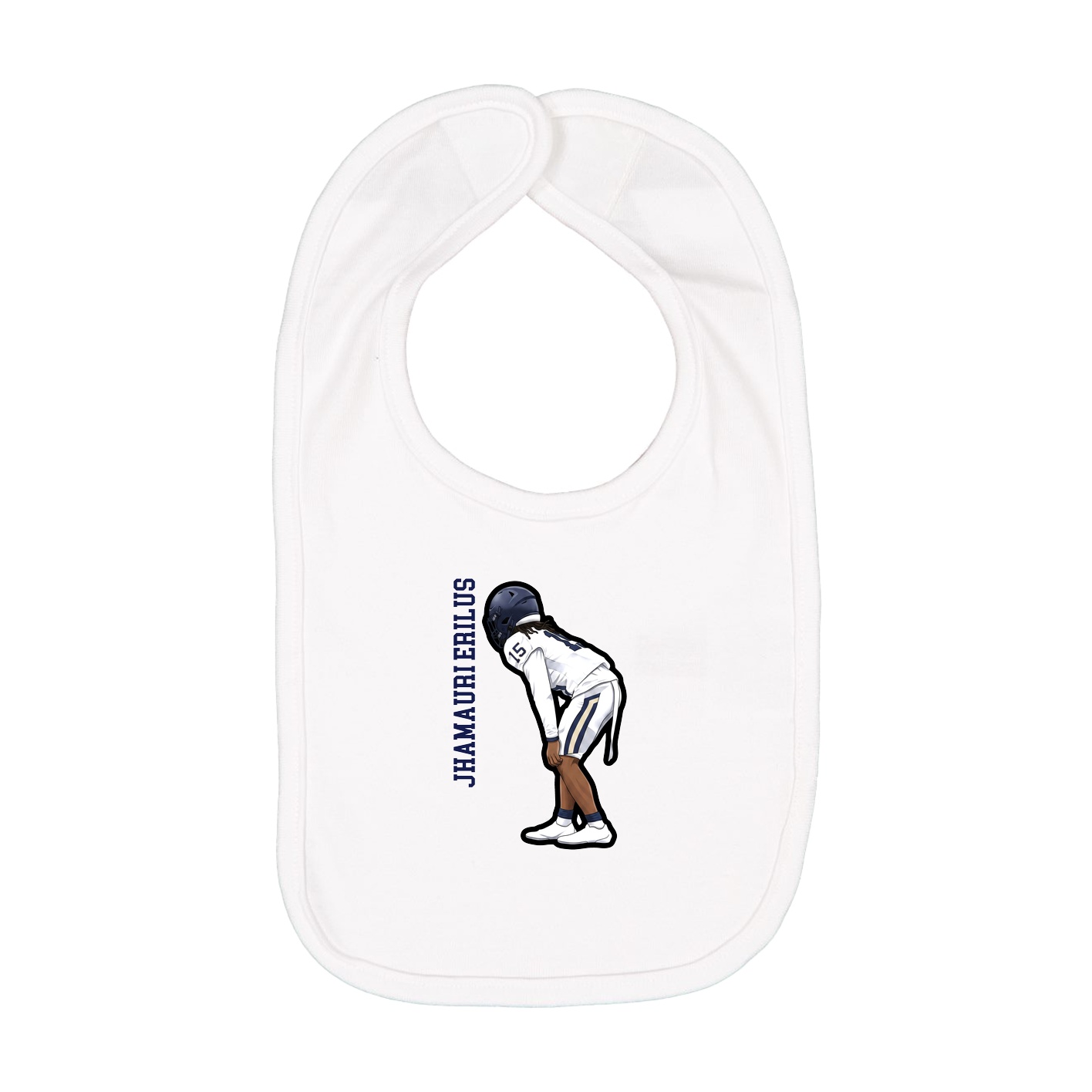 Infant Bib — Name Vertical in White