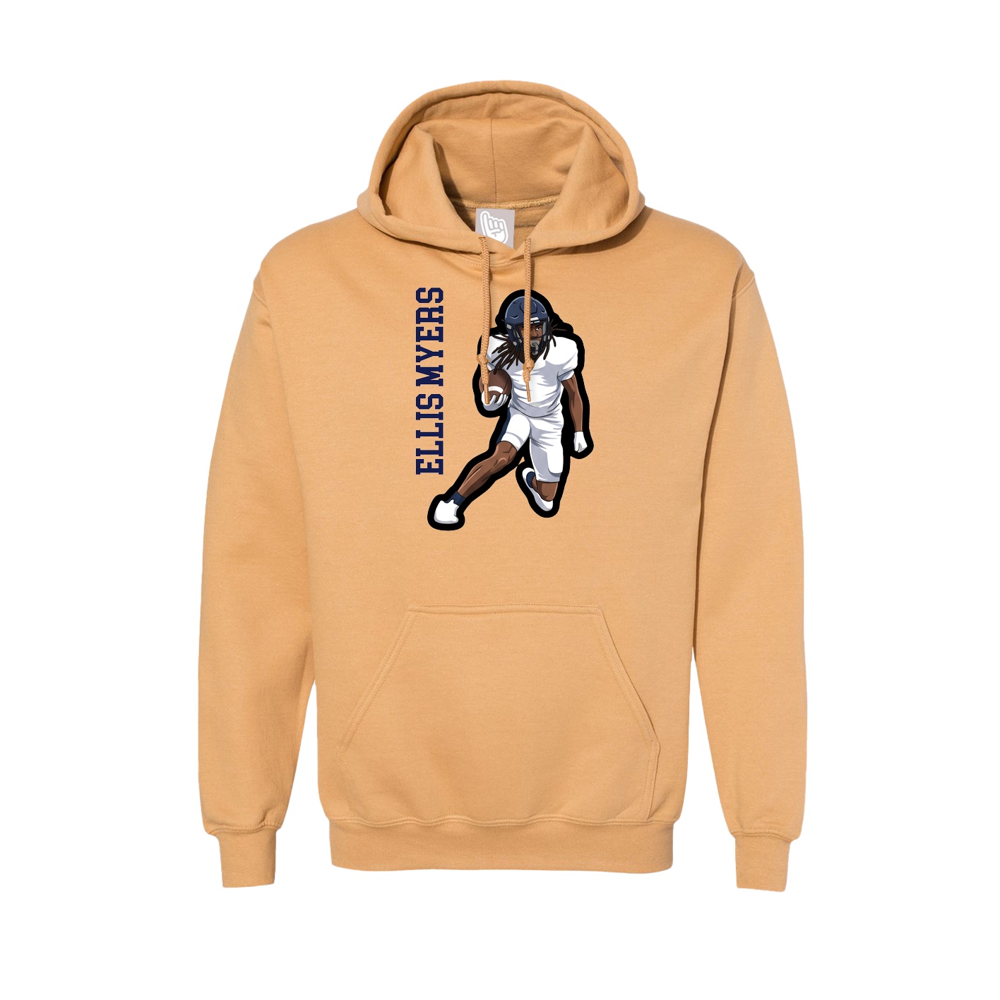 Hoodie — Name Vertical in Vegas Gold