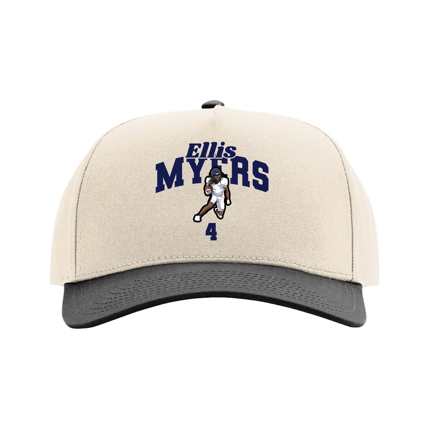 Full Fabric Five-Panel Champ Cap — Signature Arch in Cream/Black