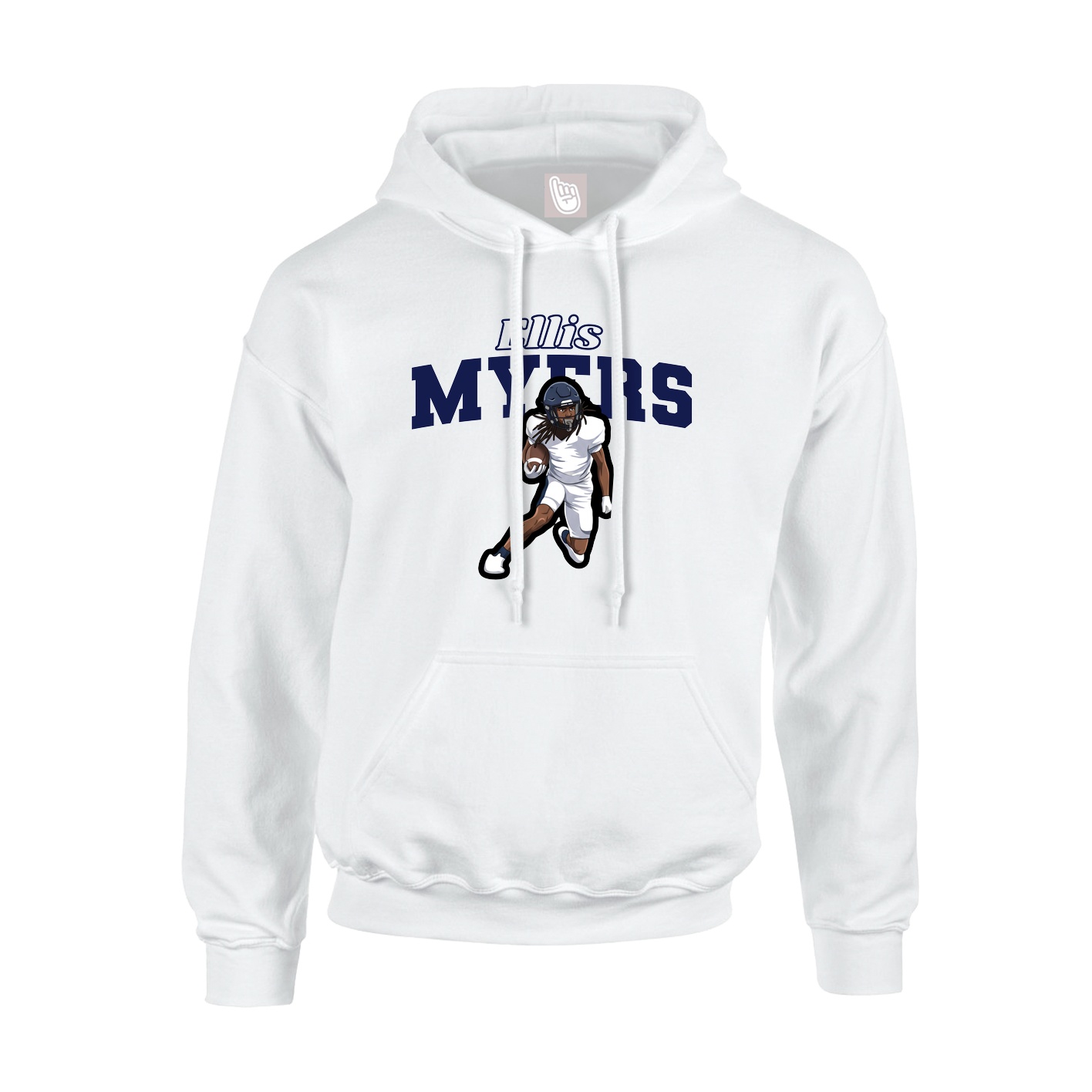 Youth Hoodie — Name Arch in White