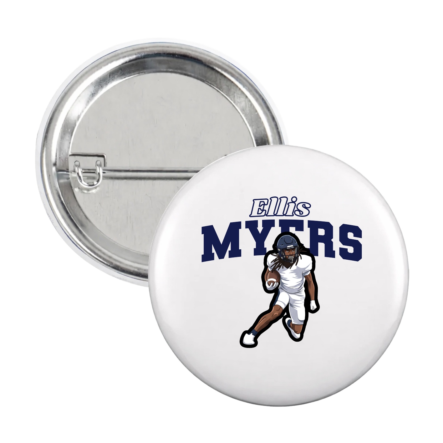 Game Day Button — Name Arch in White