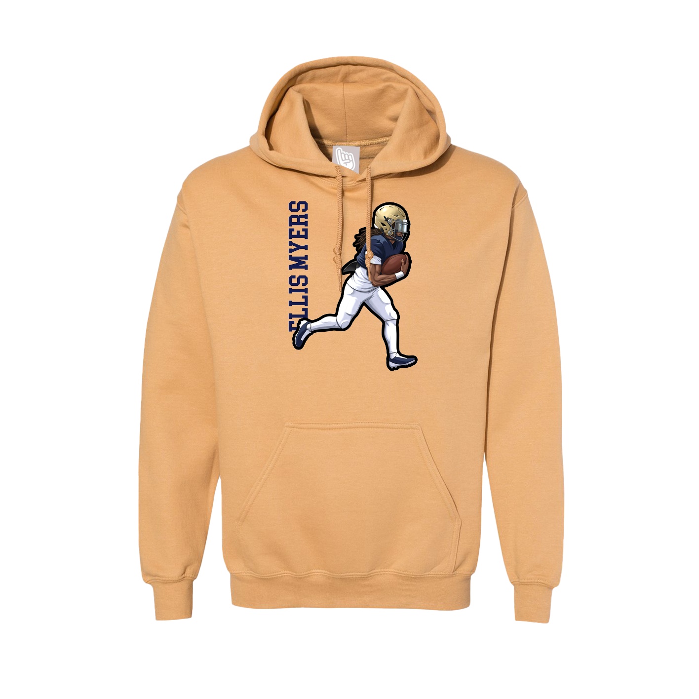Hoodie — Name Vertical in Vegas Gold