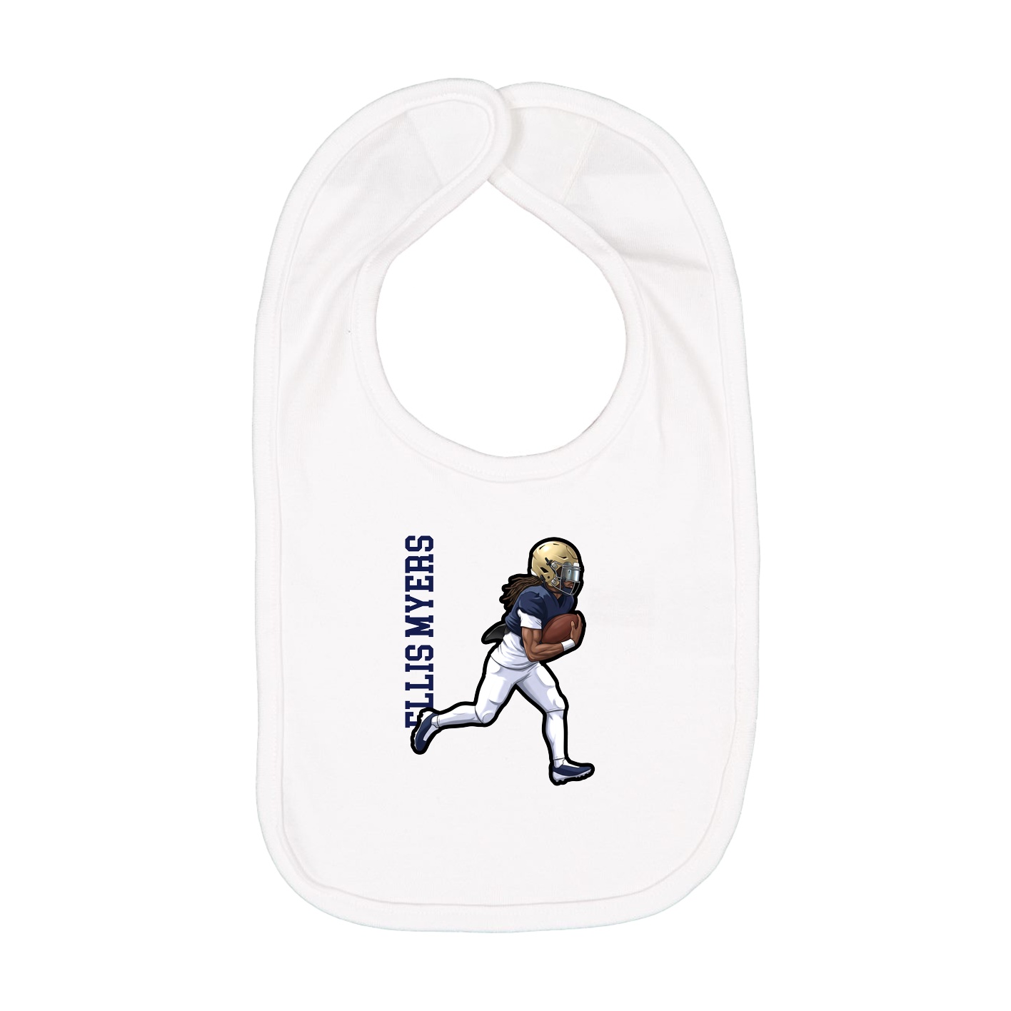 Infant Bib — Name Vertical in White