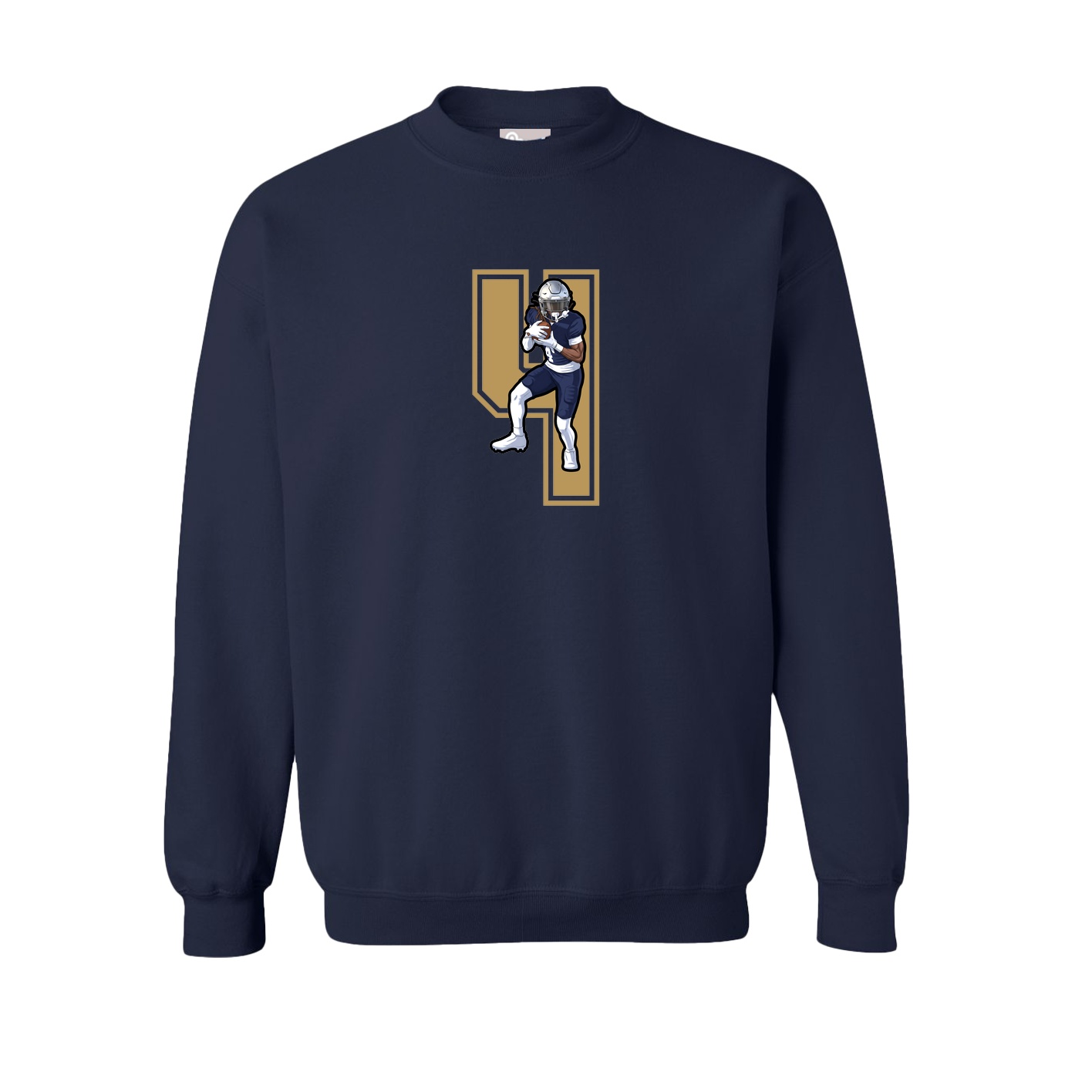 Fleece Crew — Number in Navy
