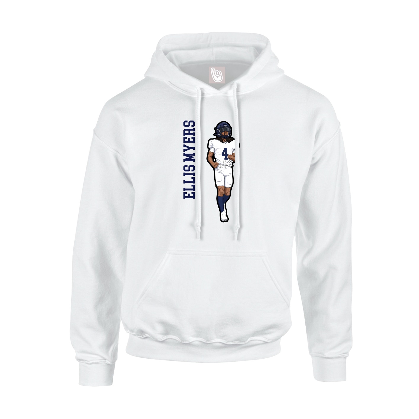 Youth Hoodie — Name Vertical in White