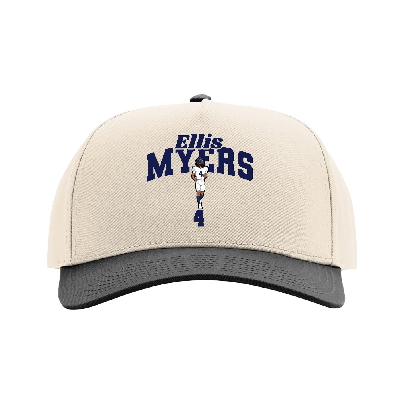 Full Fabric Five-Panel Champ Cap — Signature Arch in Cream/Black