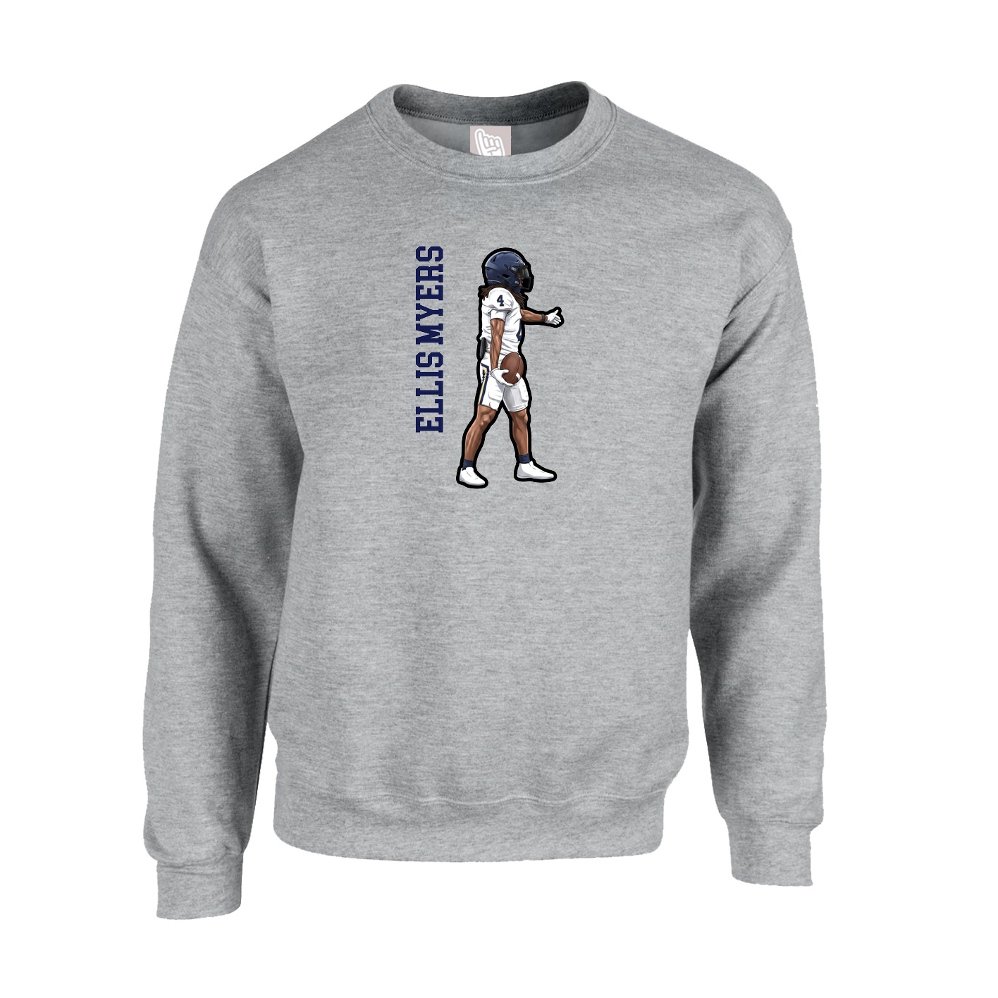 Fleece Crew — Name Vertical in Grey