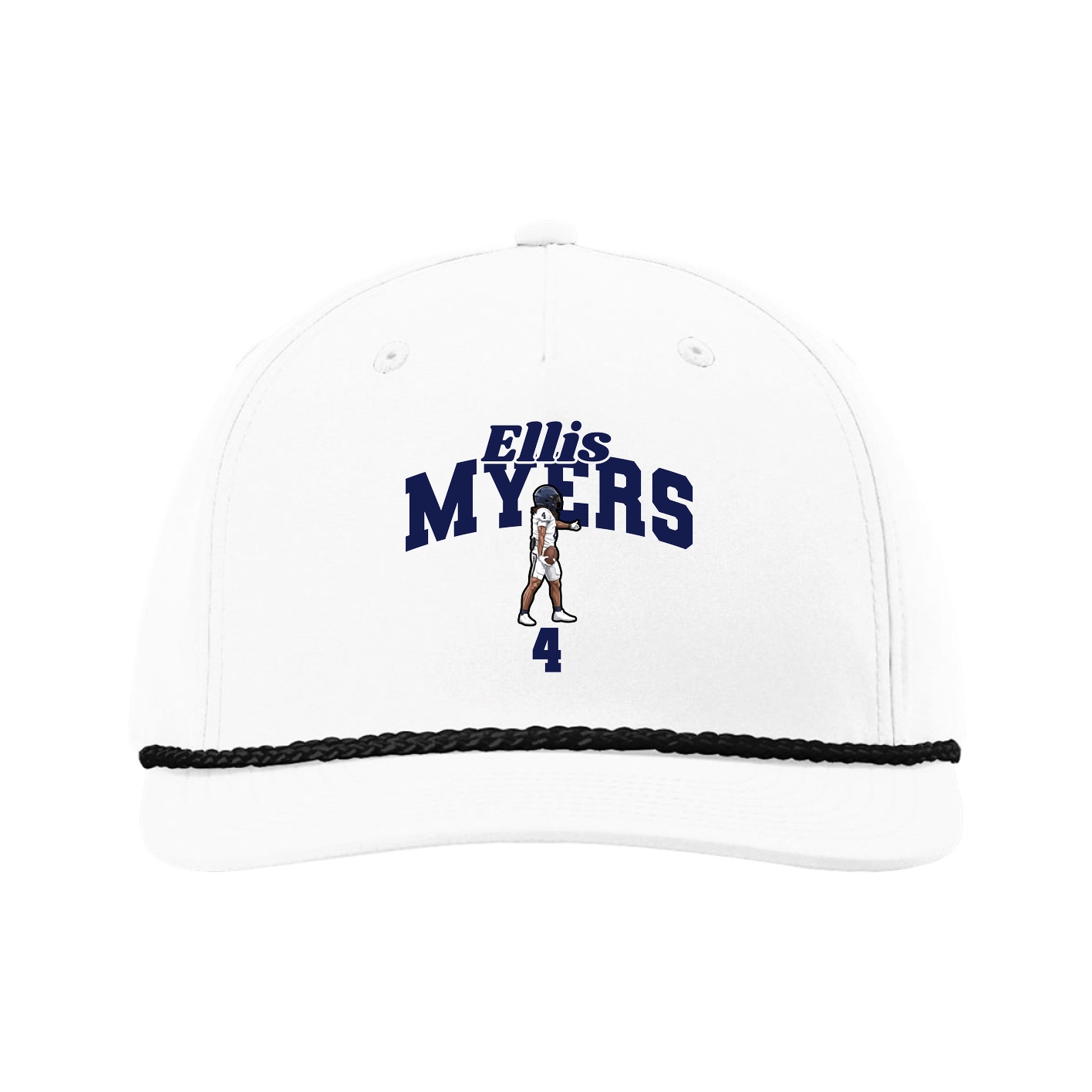 Five-Panel Classic Rope Cap — Signature Arch in White