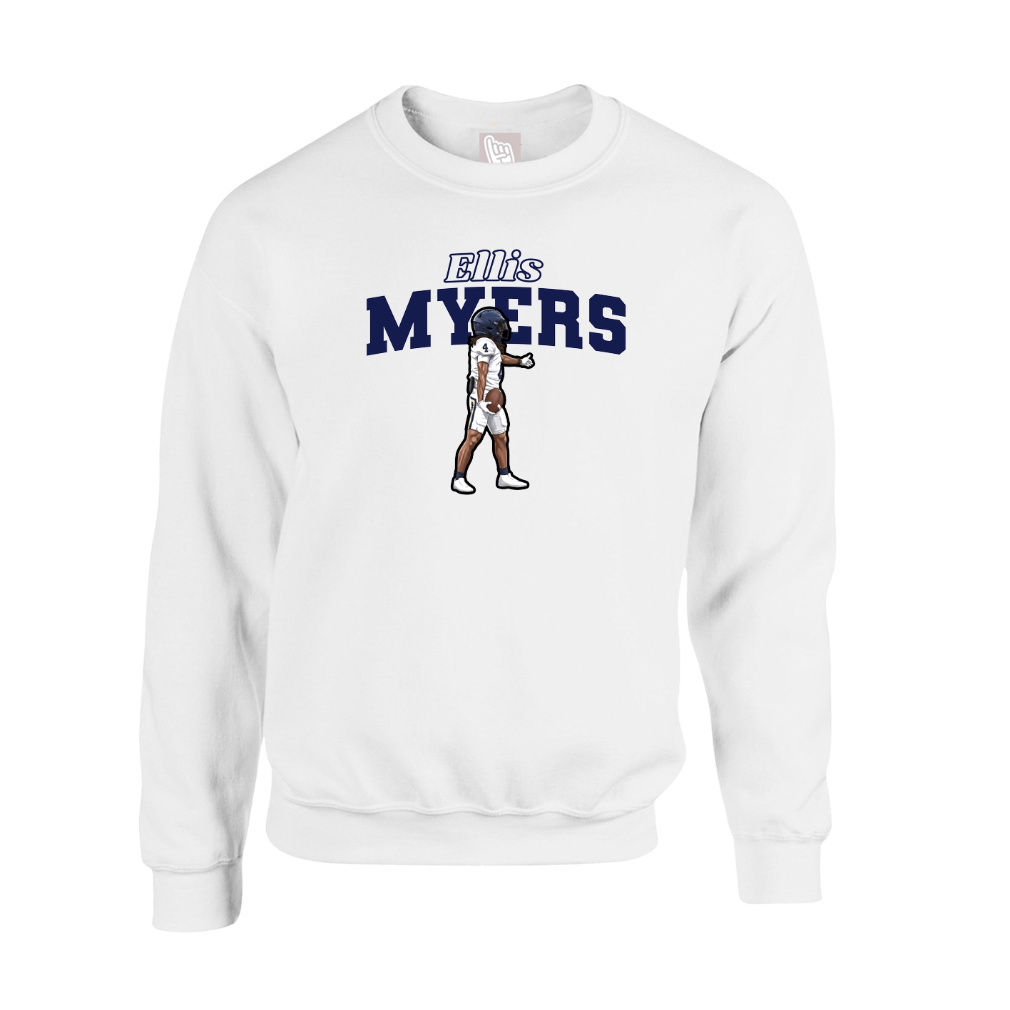 Fleece Crew — Name Arch in White