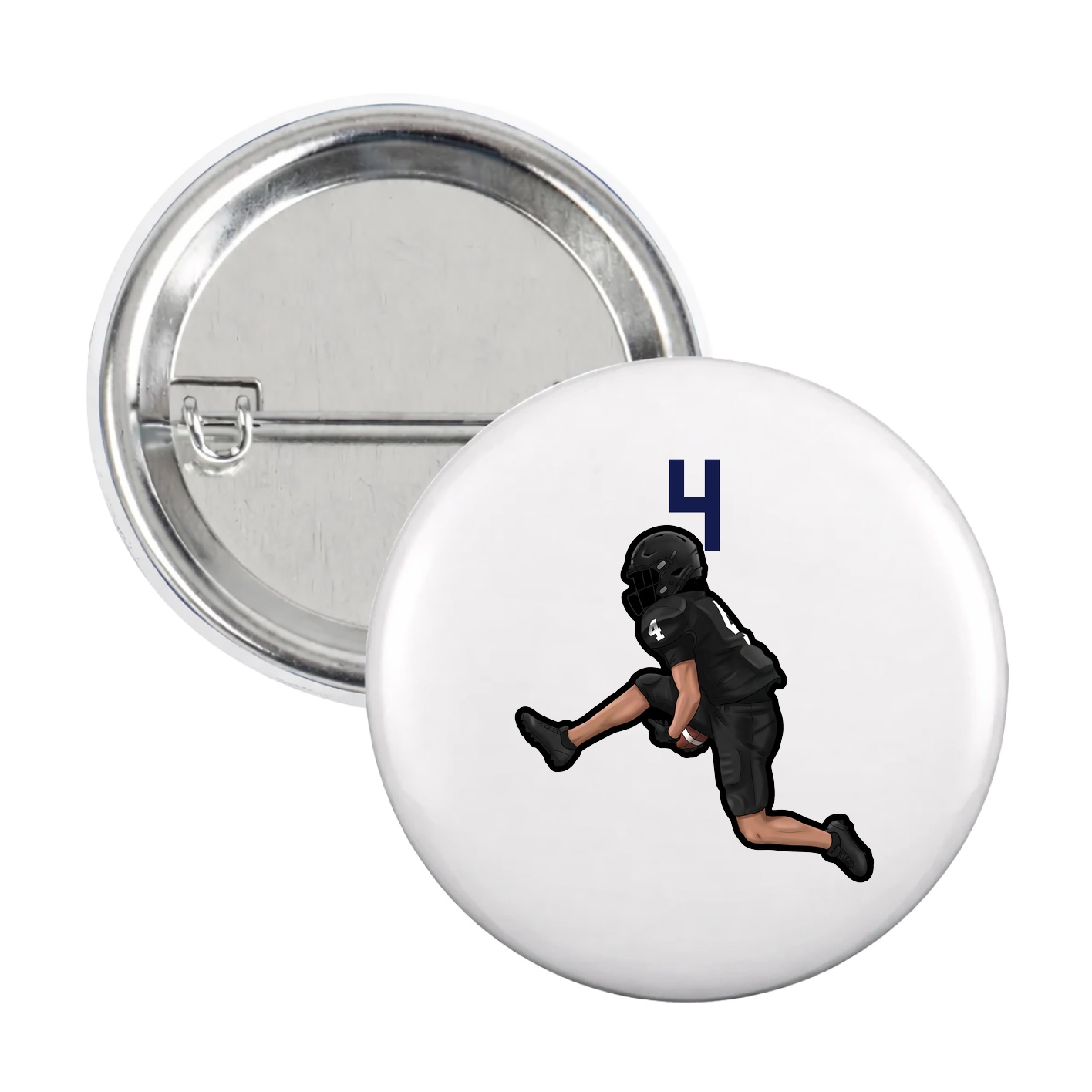 Game Day Button — Number Top in White
