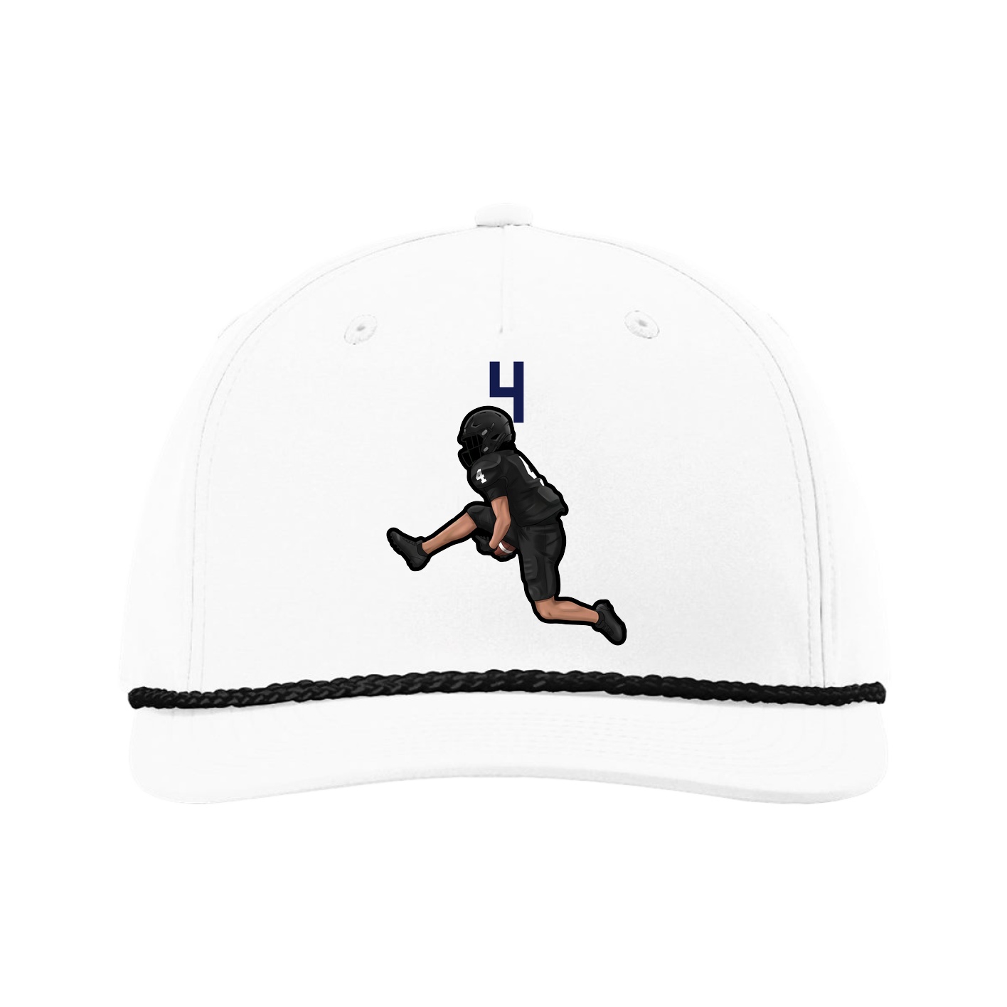 Five-Panel Classic Rope Cap — Number Top in White