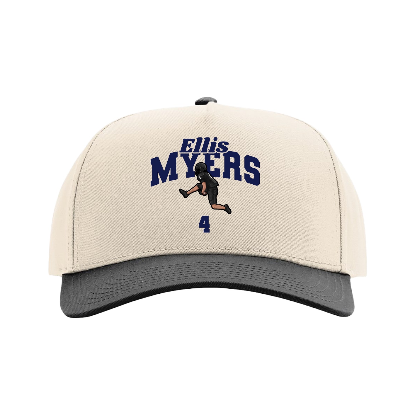 Full Fabric Five-Panel Champ Cap — Signature Arch in Cream/Black